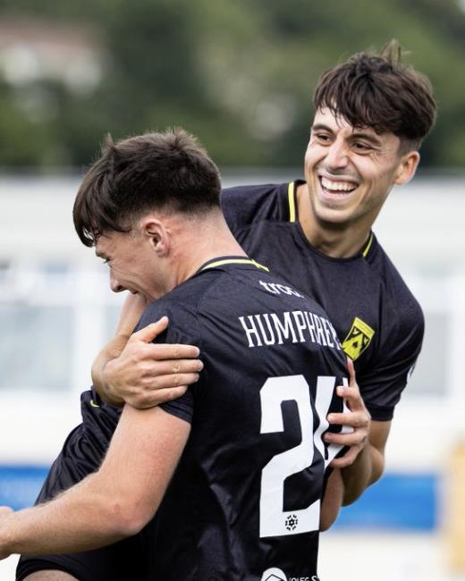 Dan Hawkins celebrates his first half brace